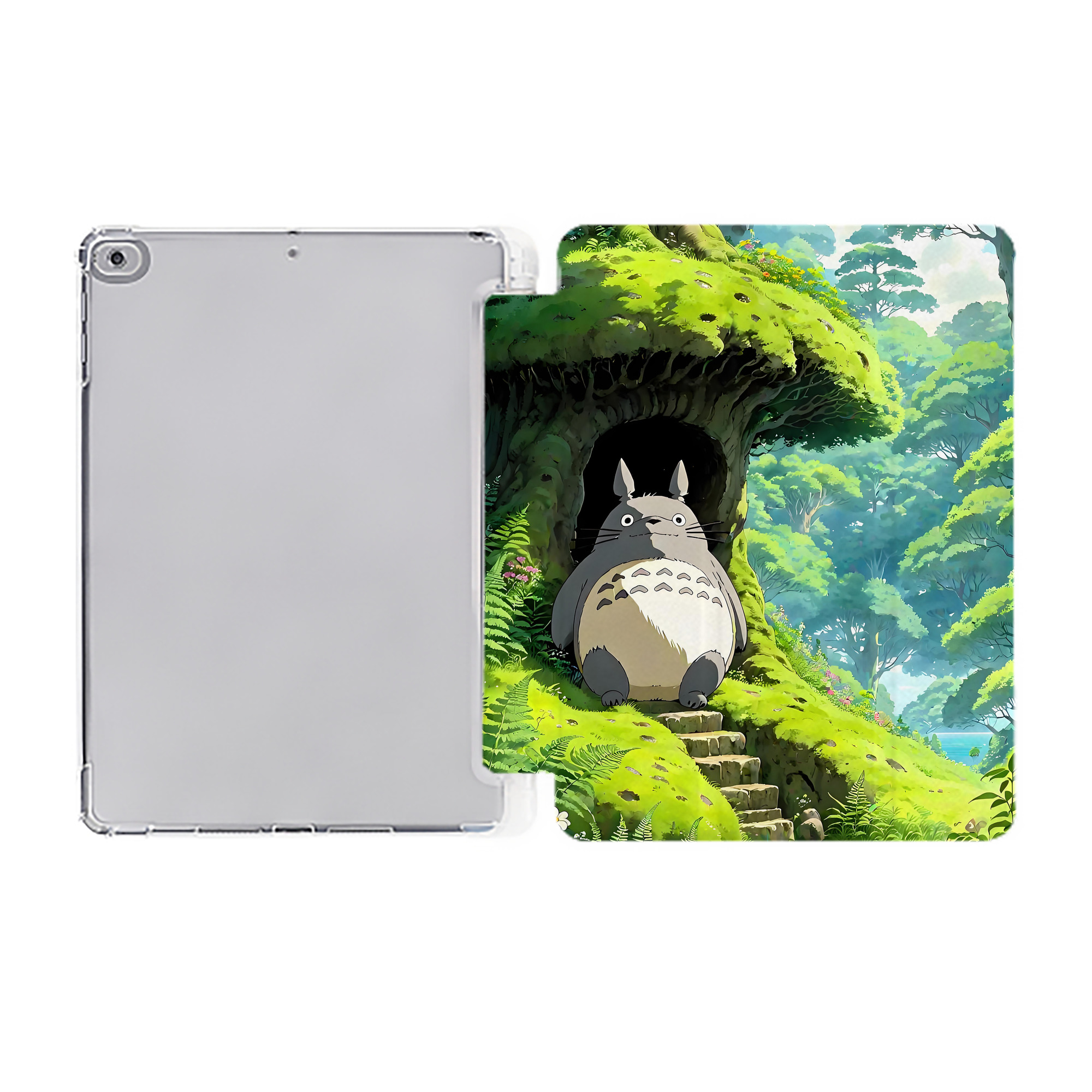 （画像用） となりのトトロ 草壁メイ 草壁サツキ My Neighbor Totoro Satsuki Kusakabe Mei Kusakabe IPad ケース ペン収納付き 三つ折りスタンド PUレザー×シリコン 対応機種9.5/10.5/10.9インチ